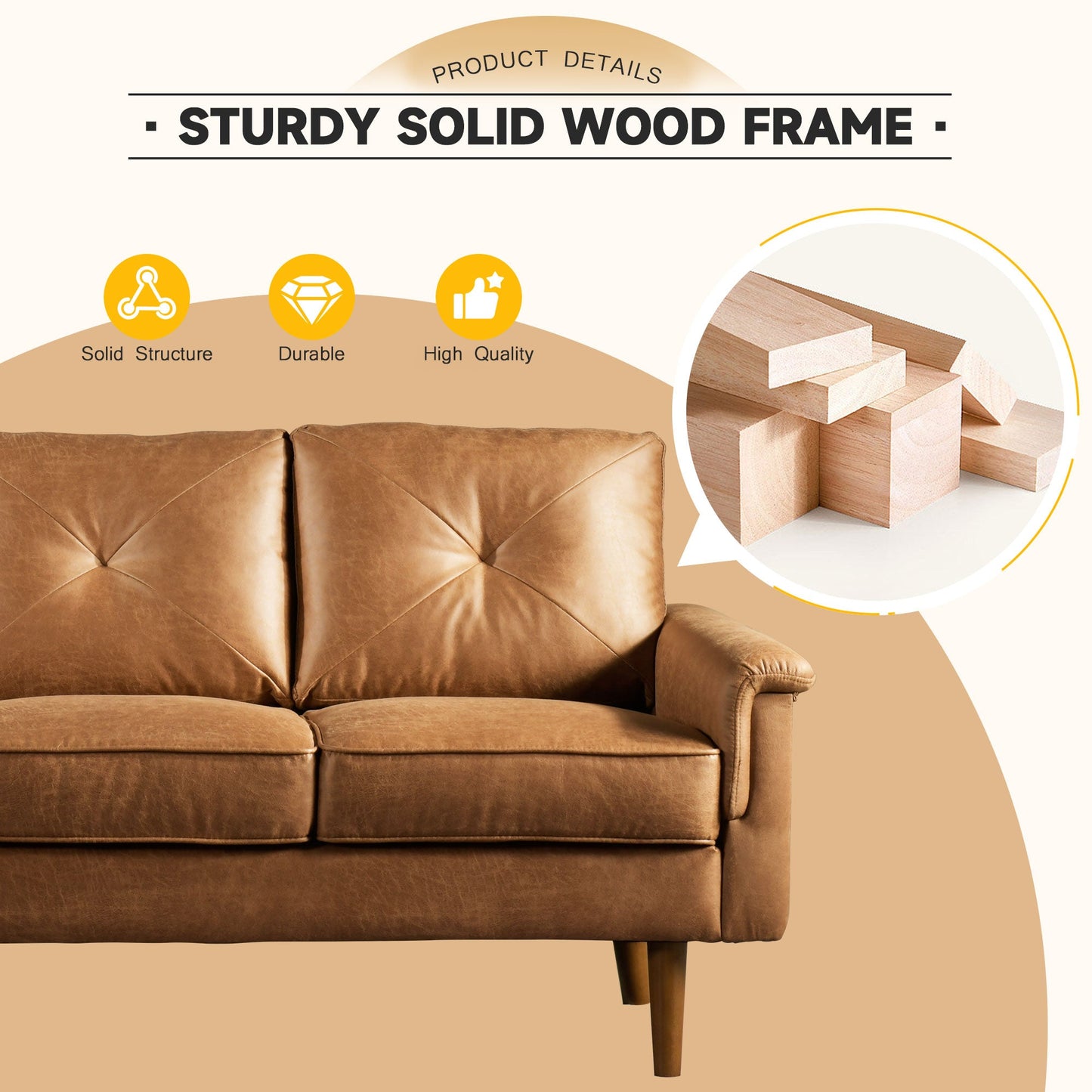 DEALMAKER Living Room Sofa, Pit Stripe Fabric And Easy To Install Sofa For Different House Types
