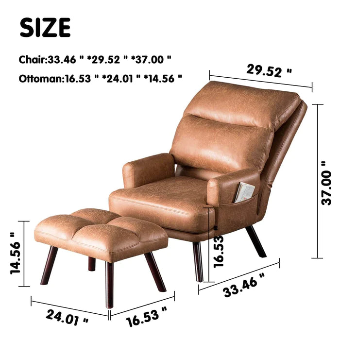 DEALMAKER Living Room Accent Chair with Ottoman, multi angle adjustment