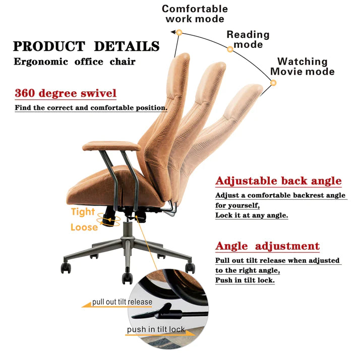 DEALMAKER Ergonomic Office Chair, Adjustable Cushion Lumbar Support Desk Chair With Silent Wheels Gaming Chair