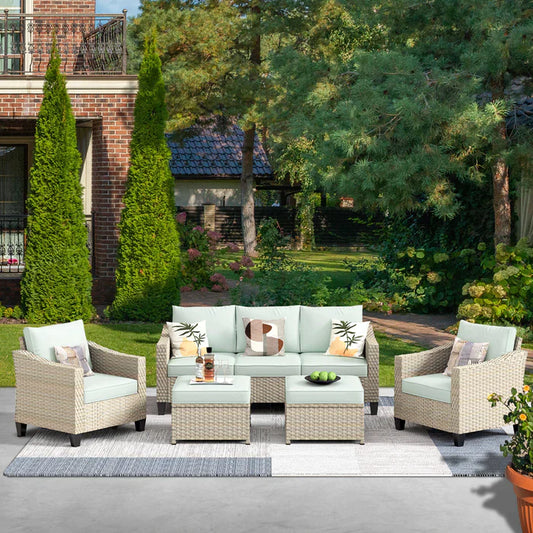 DEALMAKER Outdoor Patio Furniture Set 5-Piece with Cushions All Weather Wicker