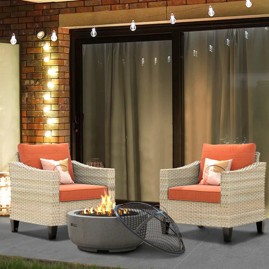 DEALMAKER Athena Series Outdoor Patio Furniture Set with Fire Pit 3-Piece