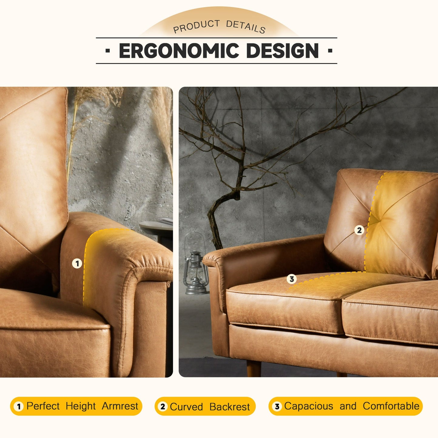 DEALMAKER Living Room Sofa, Pit Stripe Fabric And Easy To Install Sofa For Different House Types