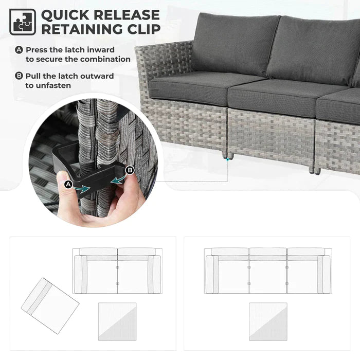 DEALMAKER New Rimaru Series Patio Furniture Set 7-Piece include Swivel Chairs Set Minimal Assembly