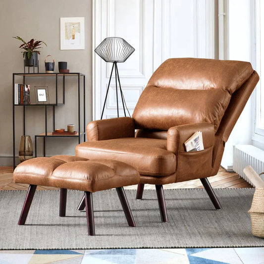 DEALMAKER Living Room Accent Chair with Ottoman, multi angle adjustment